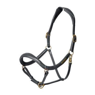 Black Velociti Rapida Curved Leather Headcollar Black