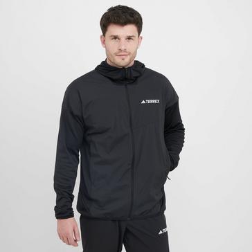 Black adidas Terrex Men’s Xperior Climawarm+ Wind Light Fleece Hooded Jacket