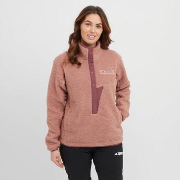 Pink adidas Terrex Women's Xploric High Pile Fleece Pullover Sweatshirt