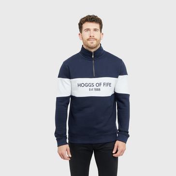 Multi Hoggs of Fife Mens Dumfries 1888 1/4 Zip Sweatshirt Navy/White