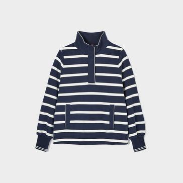 Multi Joules Womens Burnham Funnel Neck Quarter Zip Sweatshirt Navy Blue