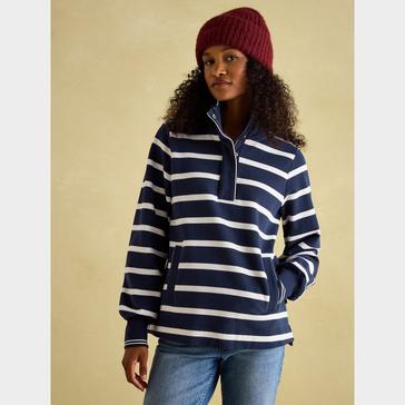 Multi Joules Womens Burnham Funnel Neck Quarter Zip Sweatshirt Navy Blue