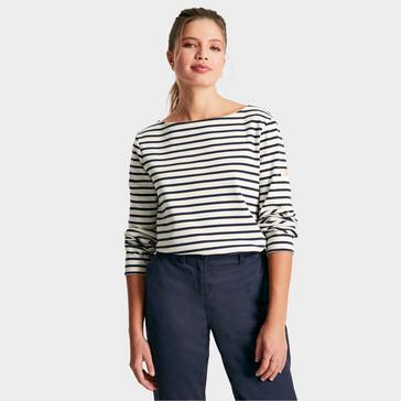 Multi Joules Womens Harbour Striped Boat Neck Breton Top Cream & Navy Striped