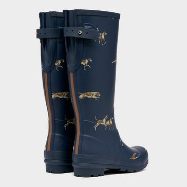 Blue Joules Womens Dog Print Adjustable Tall Wellies Navy Blue