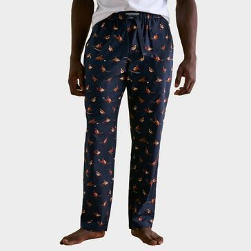 Multi Joules Mens Dozer Cotton Pyjama Bottoms Navy Birds