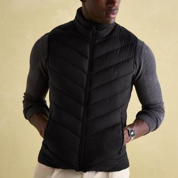 Black Joules Mens Garrett Showerproof Padded Gilet Black