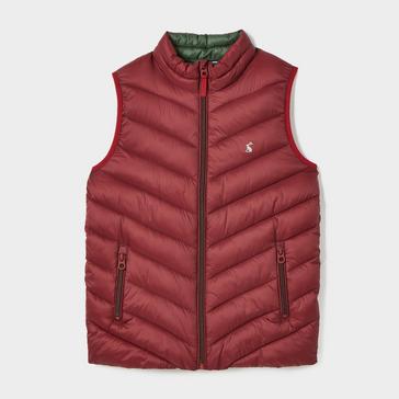 Red Joules Kids Crofton Showerproof Quilted Gilet Berry Red