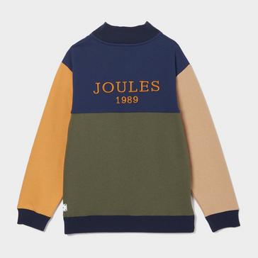 Multi Joules Kids Elliot Quarter Zip Sweatshirt Multi Colourblock