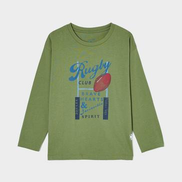 Green Joules Kids Rugby Print Artwork Top Green