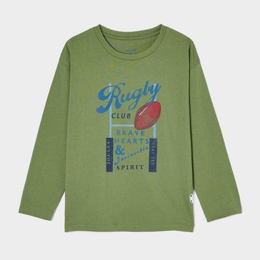 Green Joules Kids Rugby Print Artwork Top Green