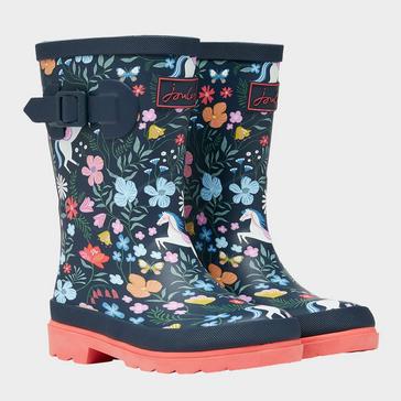 Multi Joules Kids Printed Wellies Navy Blue