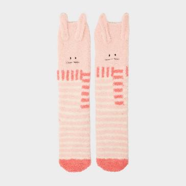 Pink Joules Kids Fluffy Character Socks Pink Bunny