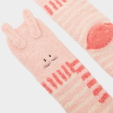 Pink Joules Kids Fluffy Character Socks Pink Bunny
