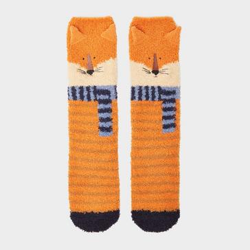 Orange Joules Kids Fluffy Character Socks Orange Fox