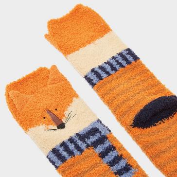 Orange Joules Kids Fluffy Character Socks Orange Fox