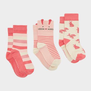 Pink Joules Kids Neat Feet 3 Pack Socks Pink