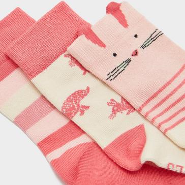 Pink Joules Kids Neat Feet 3 Pack Socks Pink