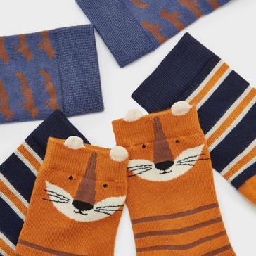 Multi Joules Kids Eat Feet 3 Pack Socks Orange/Navy