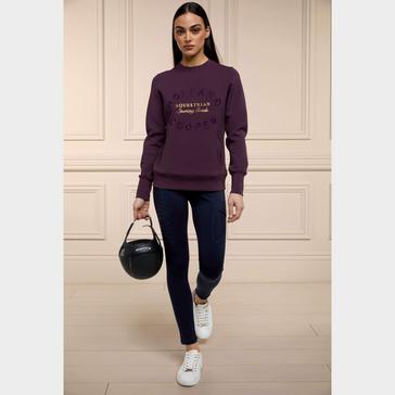 Purple Holland Cooper Womens Crystal Crew Neck Sweater Aubergine