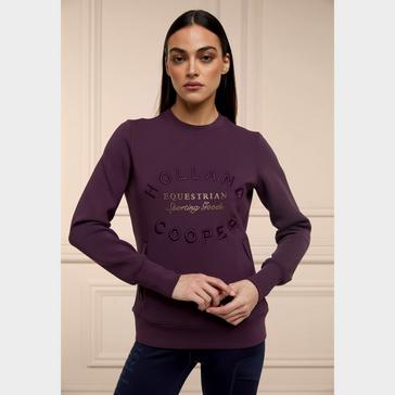 Purple Holland Cooper Womens Crystal Crew Neck Sweater Aubergine