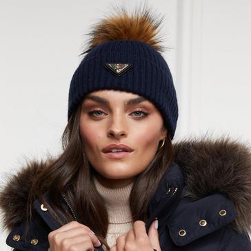 Blue Holland Cooper Womens Burghley Bobble Hat Ink Navy