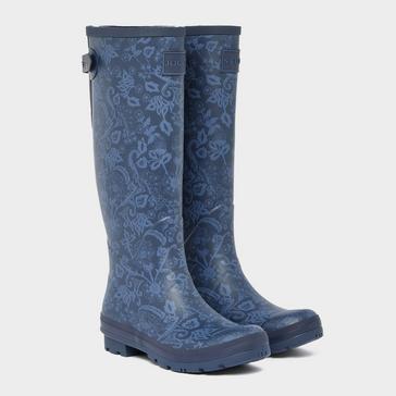 Blue Joules Womens Printed Adjustable Tall Wellies Navy