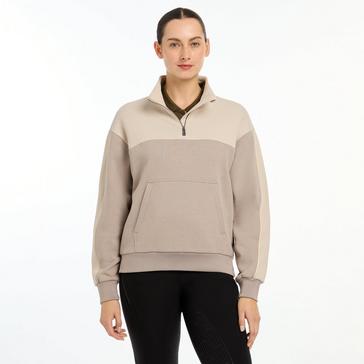 Beige LeMieux Womens Kali Quarter Zip Sweat Ash/Stone