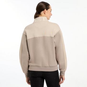 Beige LeMieux Womens Kali Quarter Zip Sweat Ash/Stone