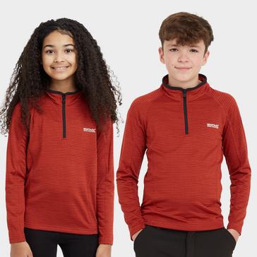 Red Regatta Kids Berley Half Zip Top Red Ochre Black