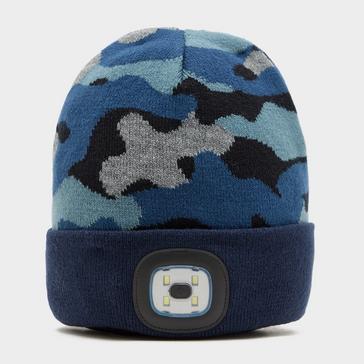 Blue Platinum Kids Camo Beck LED Beanie Blue