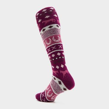 Pink Heat Holders Womens Southwell Fair Isle Socks Fusion Pink