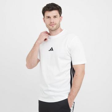 White adidas Men’s Essentials 3-Stripes Single Jersey T-Shirt