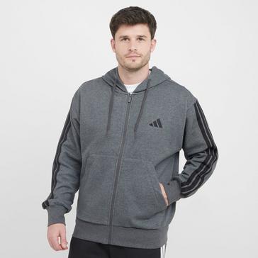 Grey adidas Men’s Essentials 3-Stripes Fleece Hoodie