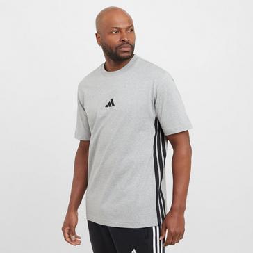 Grey adidas Men’s Essentials 3-Stripes Single Jersey T-Shirt