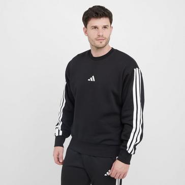 Black adidas Men’s Essentials 3-Stripes Fleece Hooded Sweatshirt 