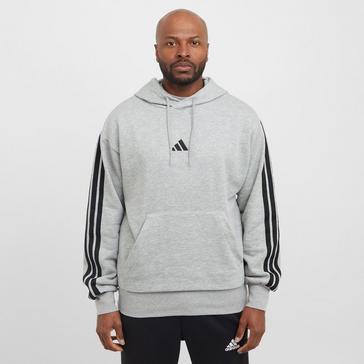 Grey adidas Men’s Essentials 3-Stripes Fleece Hooded Sweatshirt 