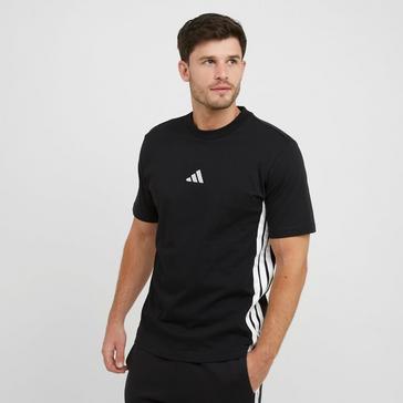 Black adidas Men’s Essentials 3-Stripes Single Jersey T-Shirt