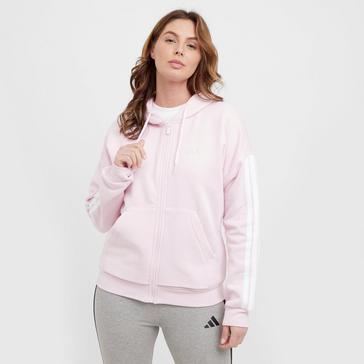 Pink adidas Women’s Essentials 3-Stripes Full-Zip Fleece Hoodie
