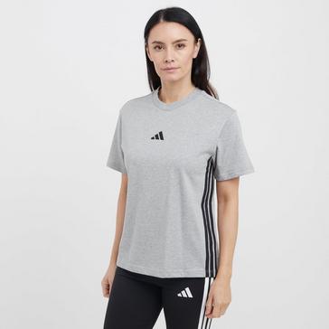 Grey adidas Women's Essentials 3-Stripes Cotton T-Shirt
