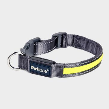 Yellow Petface Reflective Flashing Dog Collar Yellow S