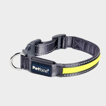Yellow Petface Reflective Flashing Dog Collar Yellow M