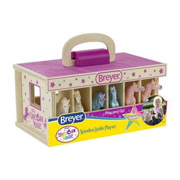 Multi Breyer Unicorn Magic Wood Carry Stable With 6 Unicorns