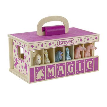 Multi Breyer Unicorn Magic Wood Carry Stable With 6 Unicorns