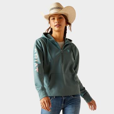 Blue Ariat Womens Tek Hoodie 1/2 Zip Hoodie North Atlantic