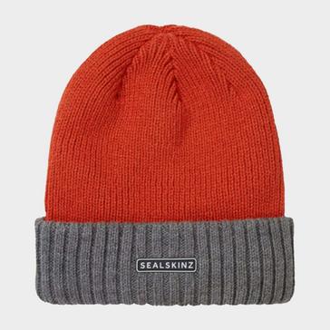Orange Sealskinz Unisex Bacton Waterproof Cold Weather Roll Cuff Beanie Hat
