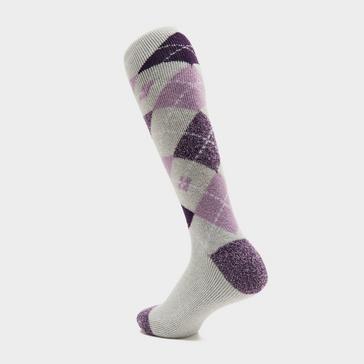 Multi Heat Holders Kids Ella Argyle Socks Light Grey