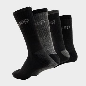 Black Jeep Mens Performance Boot Socks 4 Pack Black