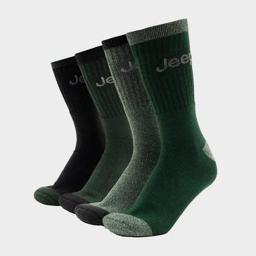 Green Jeep Mens Performance Boot Socks 4 Pack Green