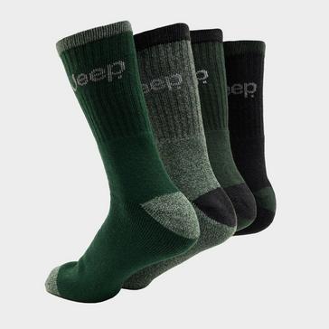 Green Jeep Mens Performance Boot Socks 4 Pack Green