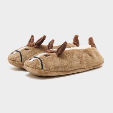 Brown Platinum Kids Wild Feet Fluffy Footsie Slippers Horse